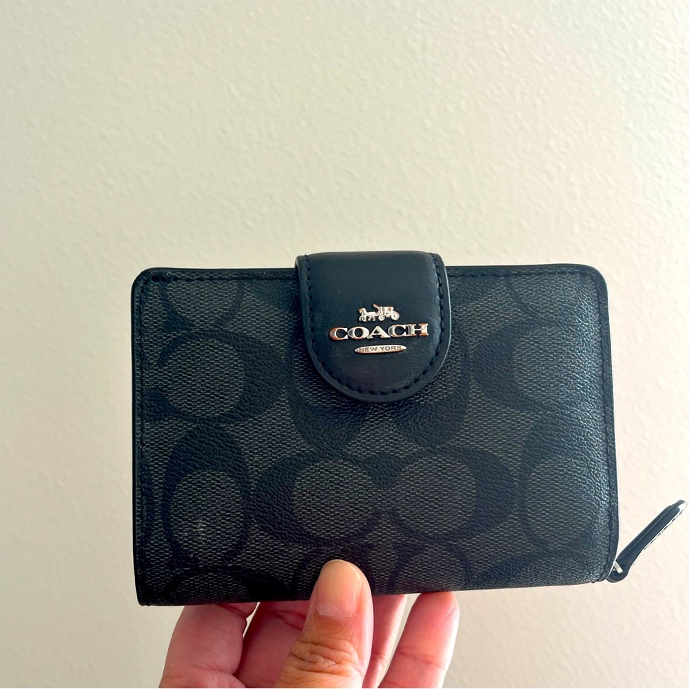 COACH dark grey and black wallet